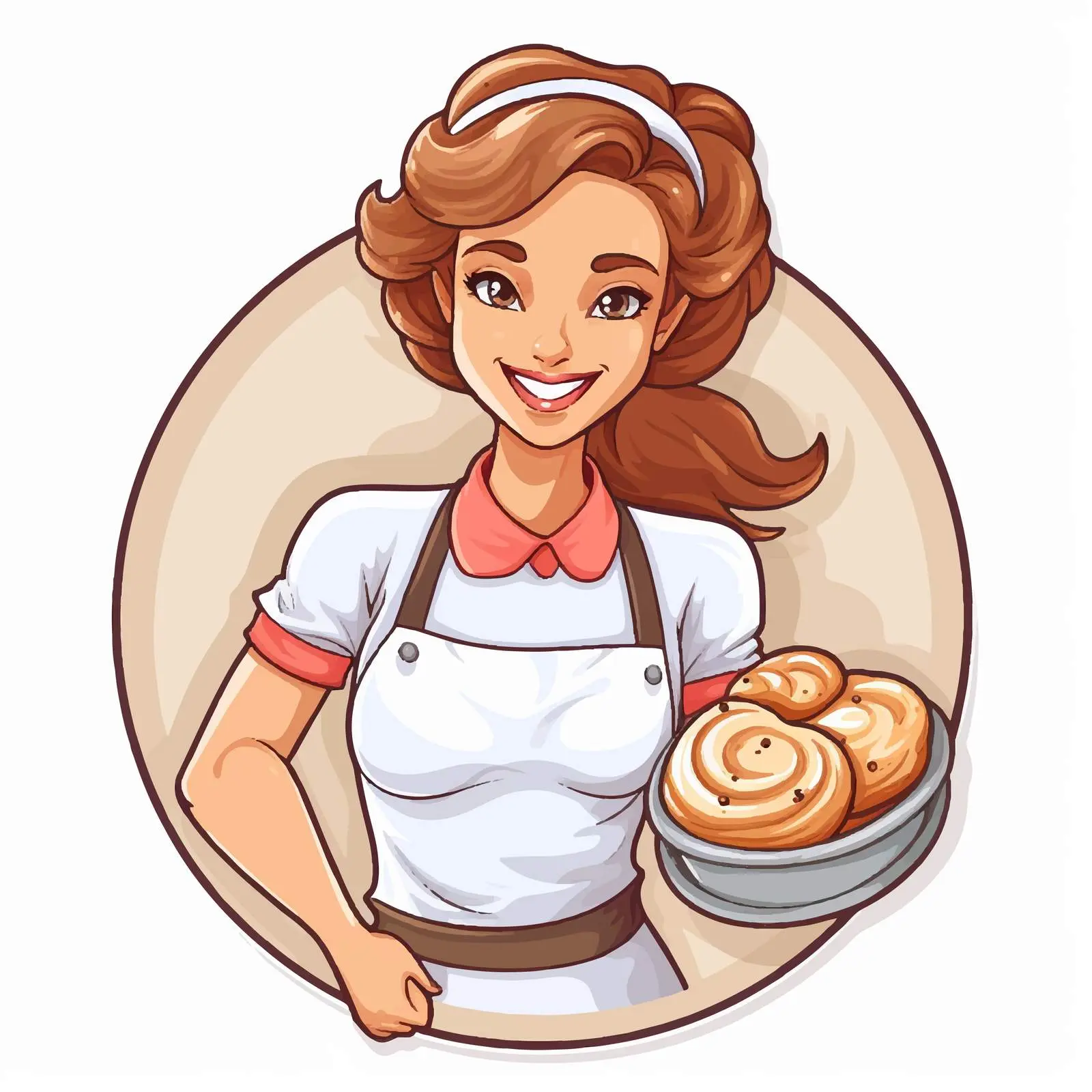 Baker Girl with Tray of Baked Goods Vector — free download from Dotvec