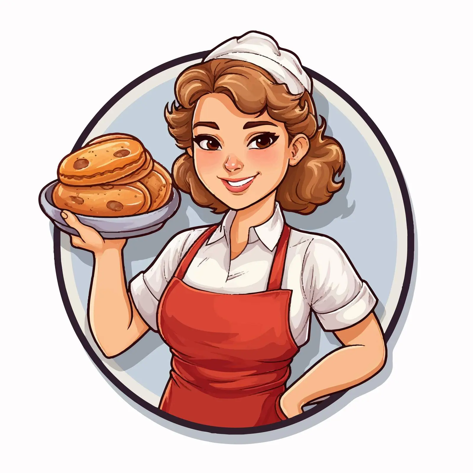 Baker Girl with Baked Tray Vector Illustration — free download from Dotvec