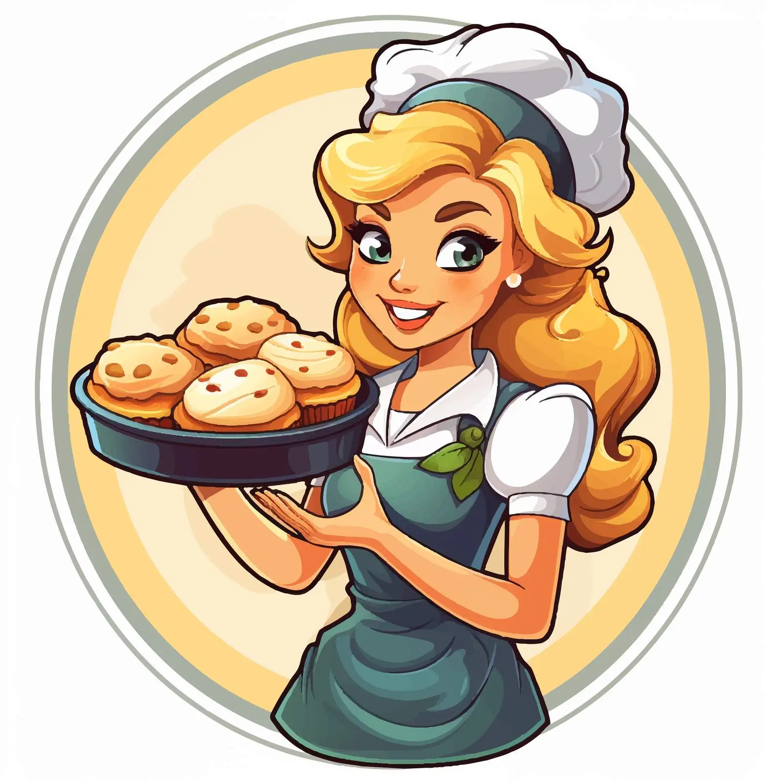 Baker Girl with Baked Tray Vectors — free download from Dotvec