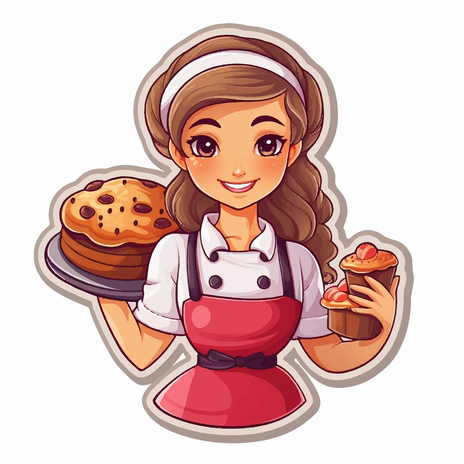 Baker Girl with Baked Tray Vector Illustration — free download from Dotvec