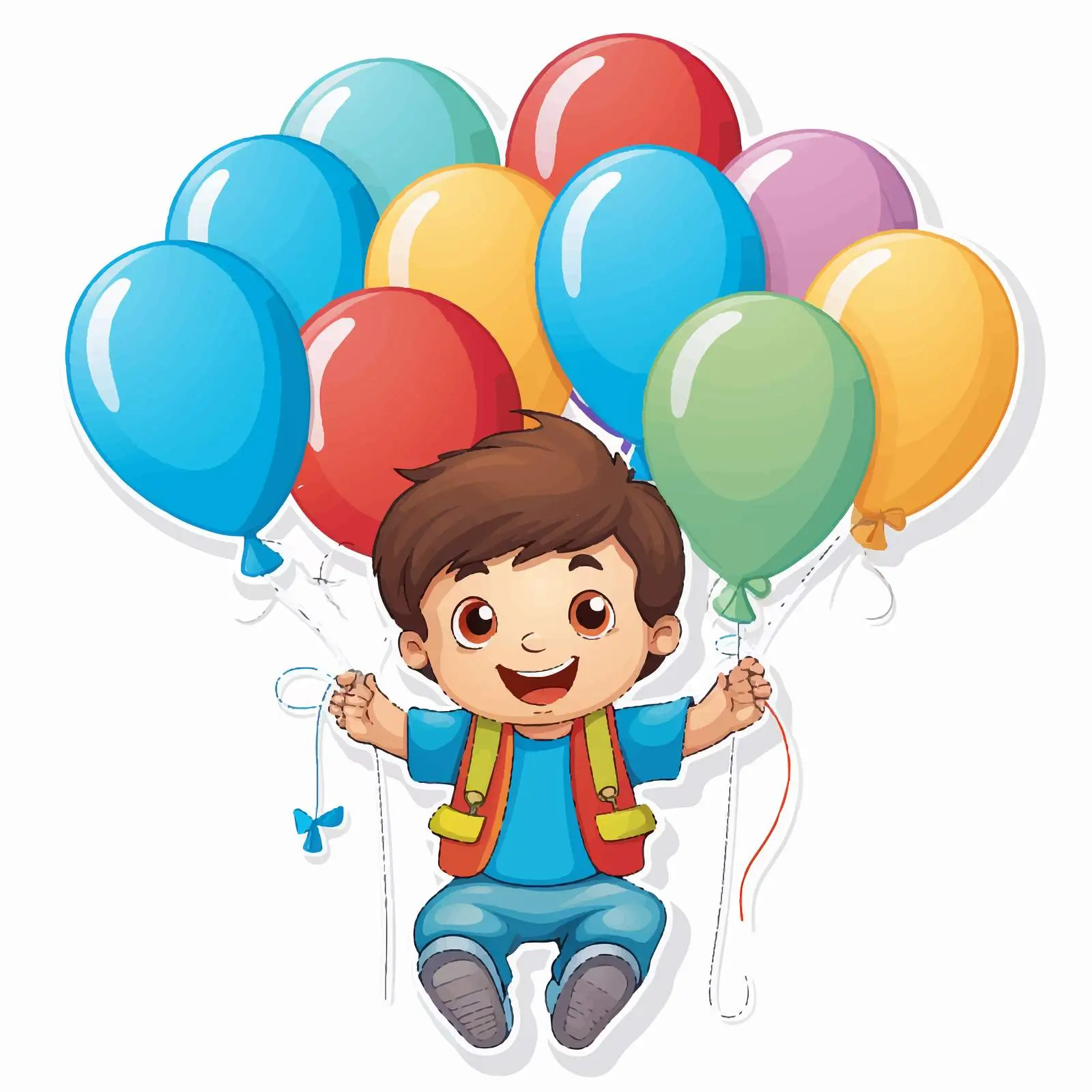 Boy Flying with Balloons Vector Illustration — free download from Dotvec