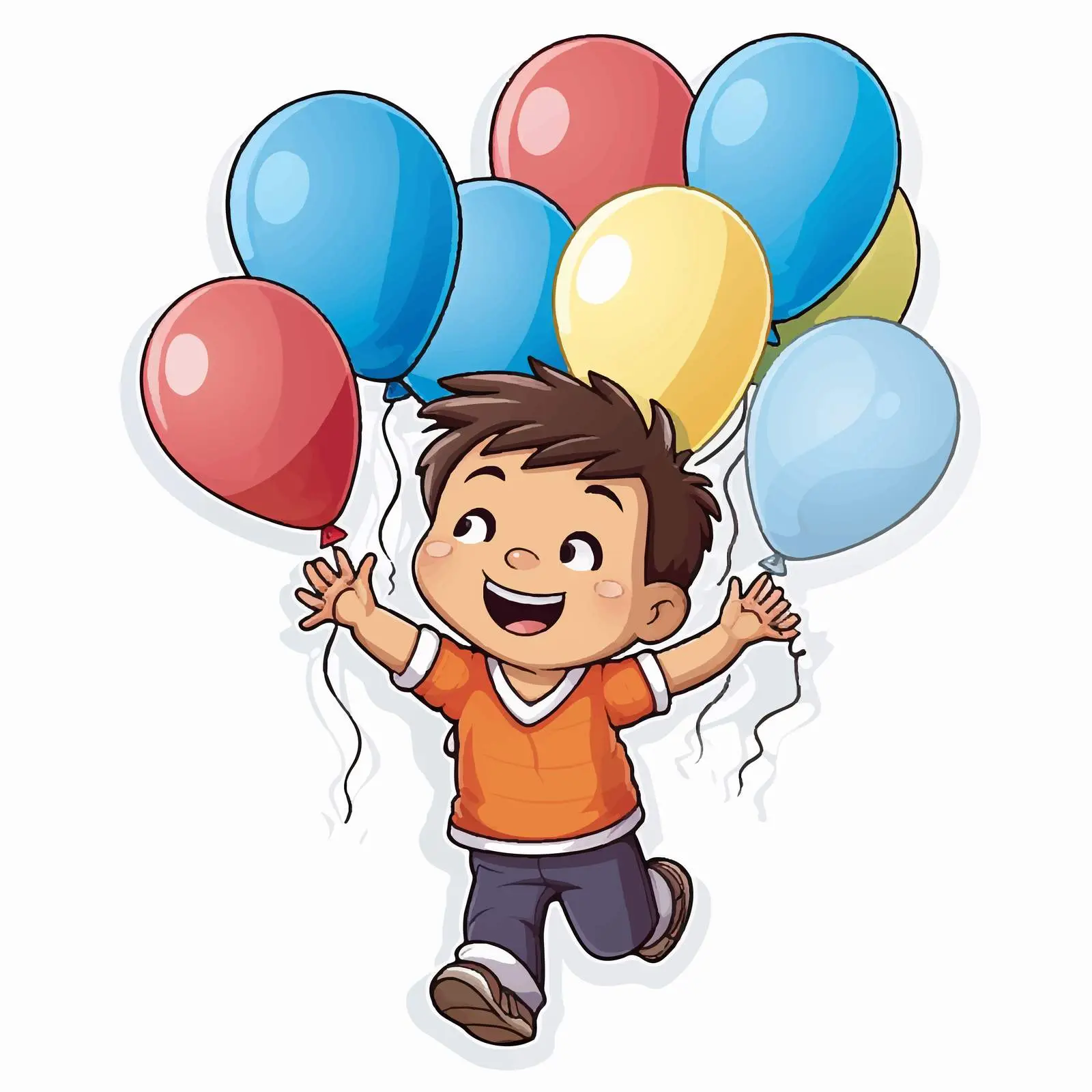 Boy Flying with Colorful Balloons Vector — free download from Dotvec