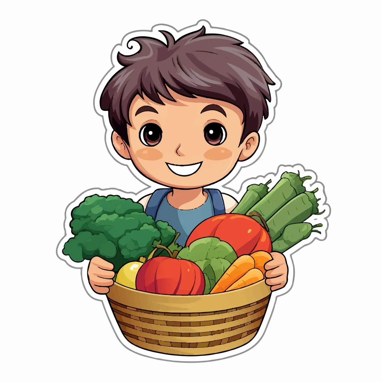 Boy with Vegetable Basket Vector Illustration — free download from Dotvec