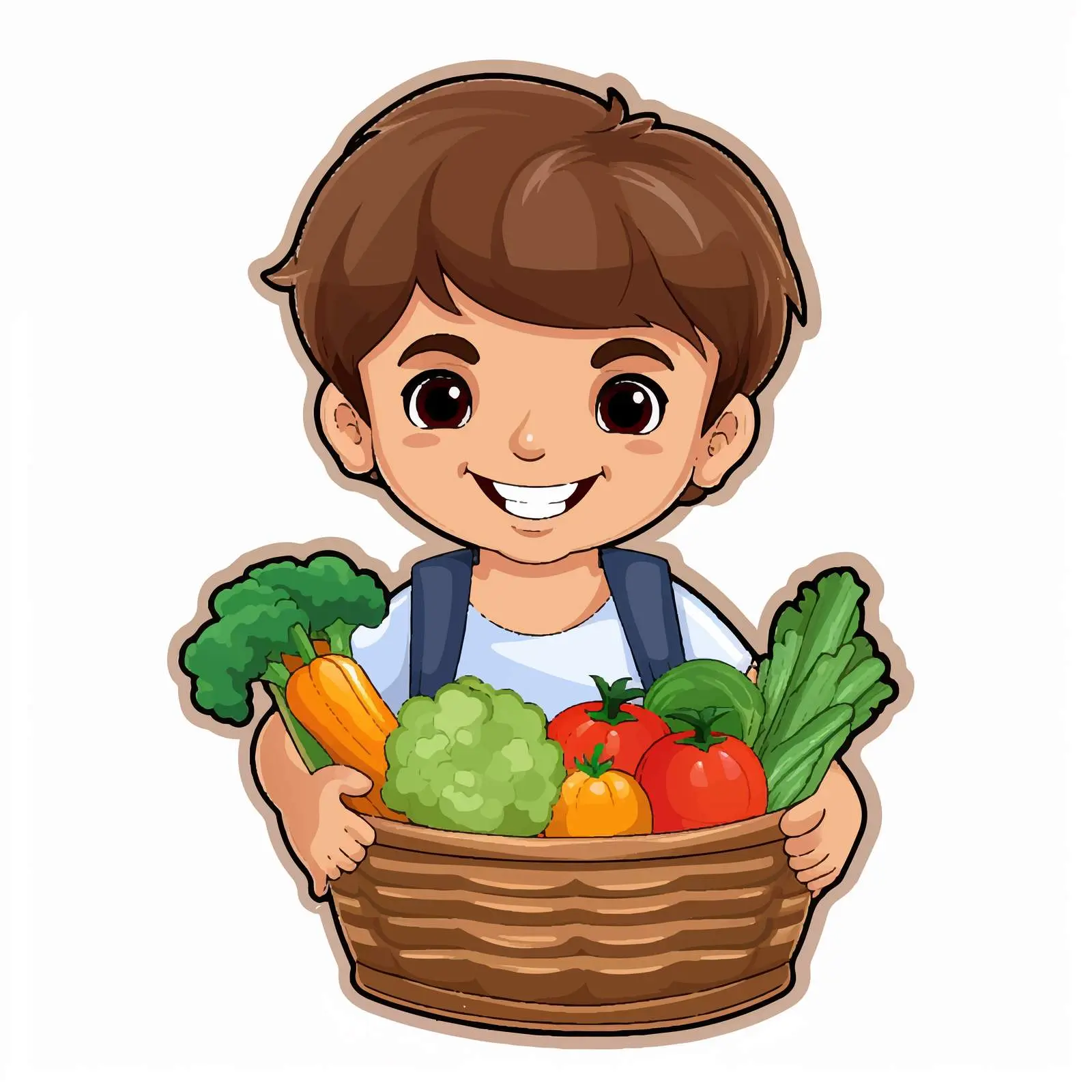 Boy Holding Vegetable Basket Vector Template — free download from Dotvec