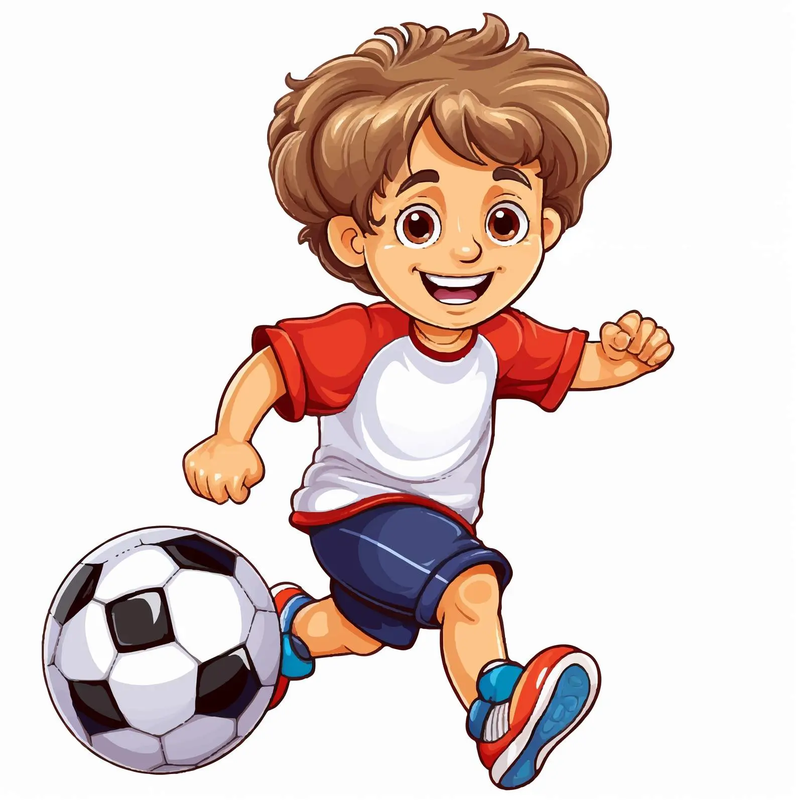 Cartoon Boy Playing Football Sticker Template — free download from Dotvec