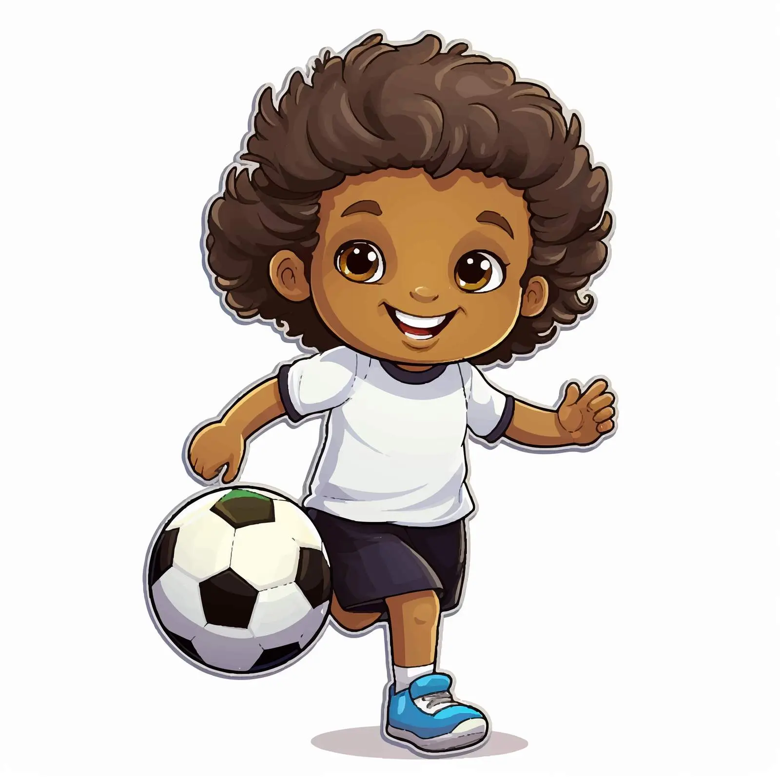 Cartoon Boy Playing Football Sticker Vector — free download from Dotvec