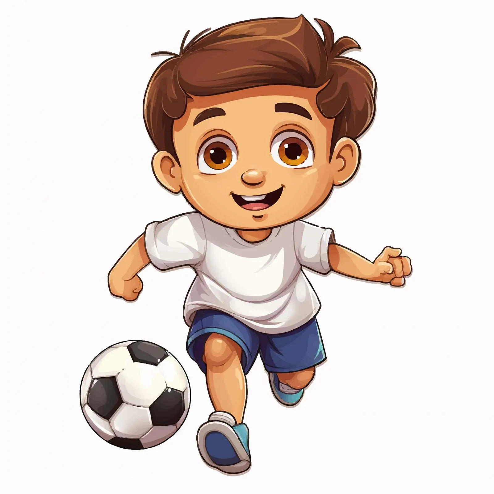 Boy Playing Football Cartoon Sticker Template — free download from Dotvec