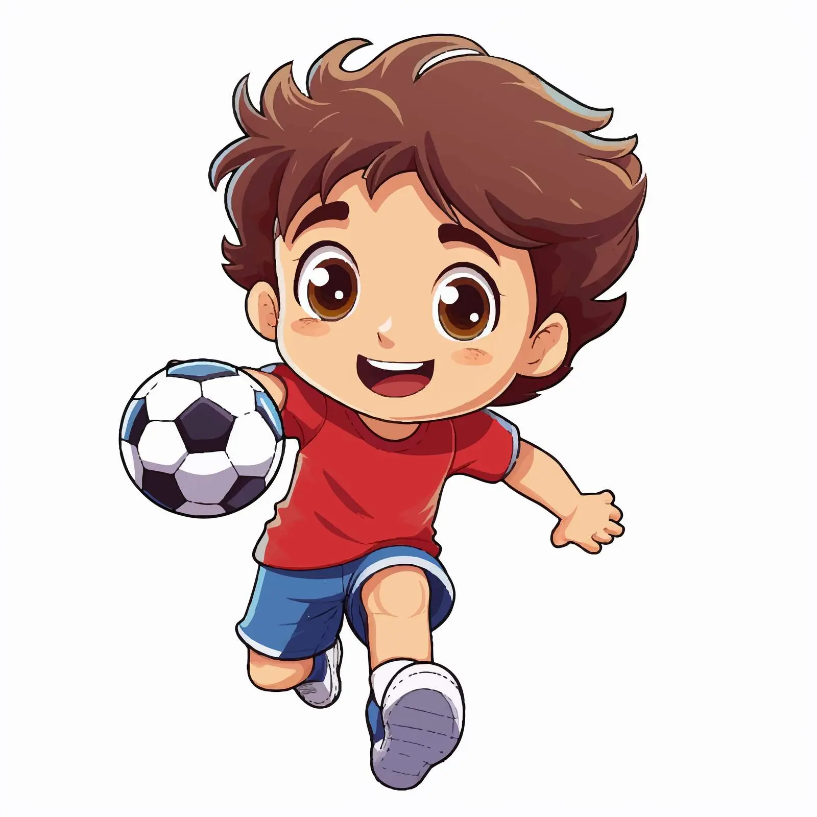 Cartoon Boy Playing Football Sticker Template — free download from Dotvec