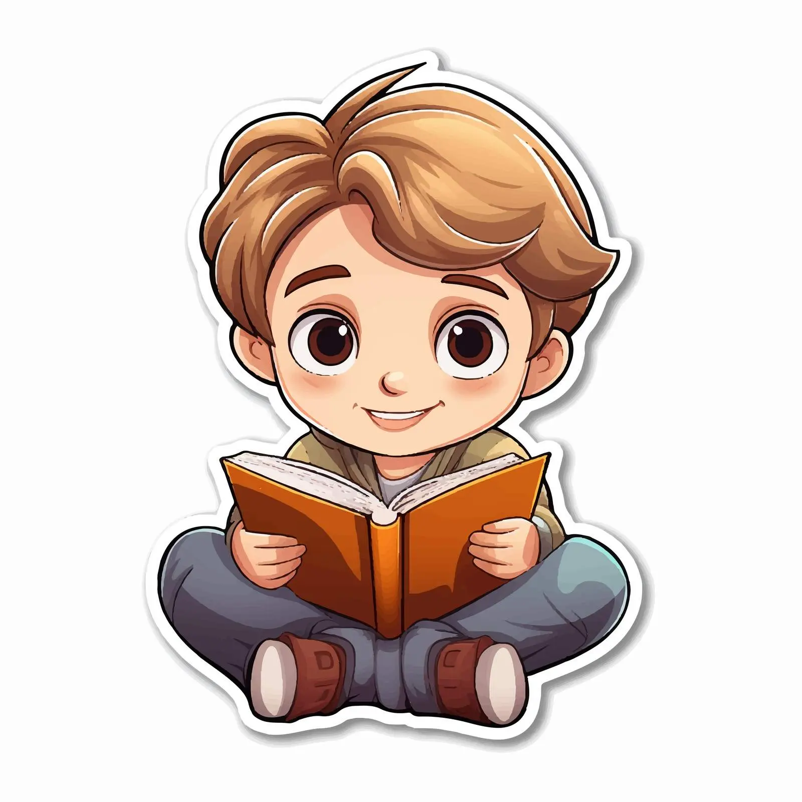 Boy Reading Book Cartoon Vector Template — free download from Dotvec