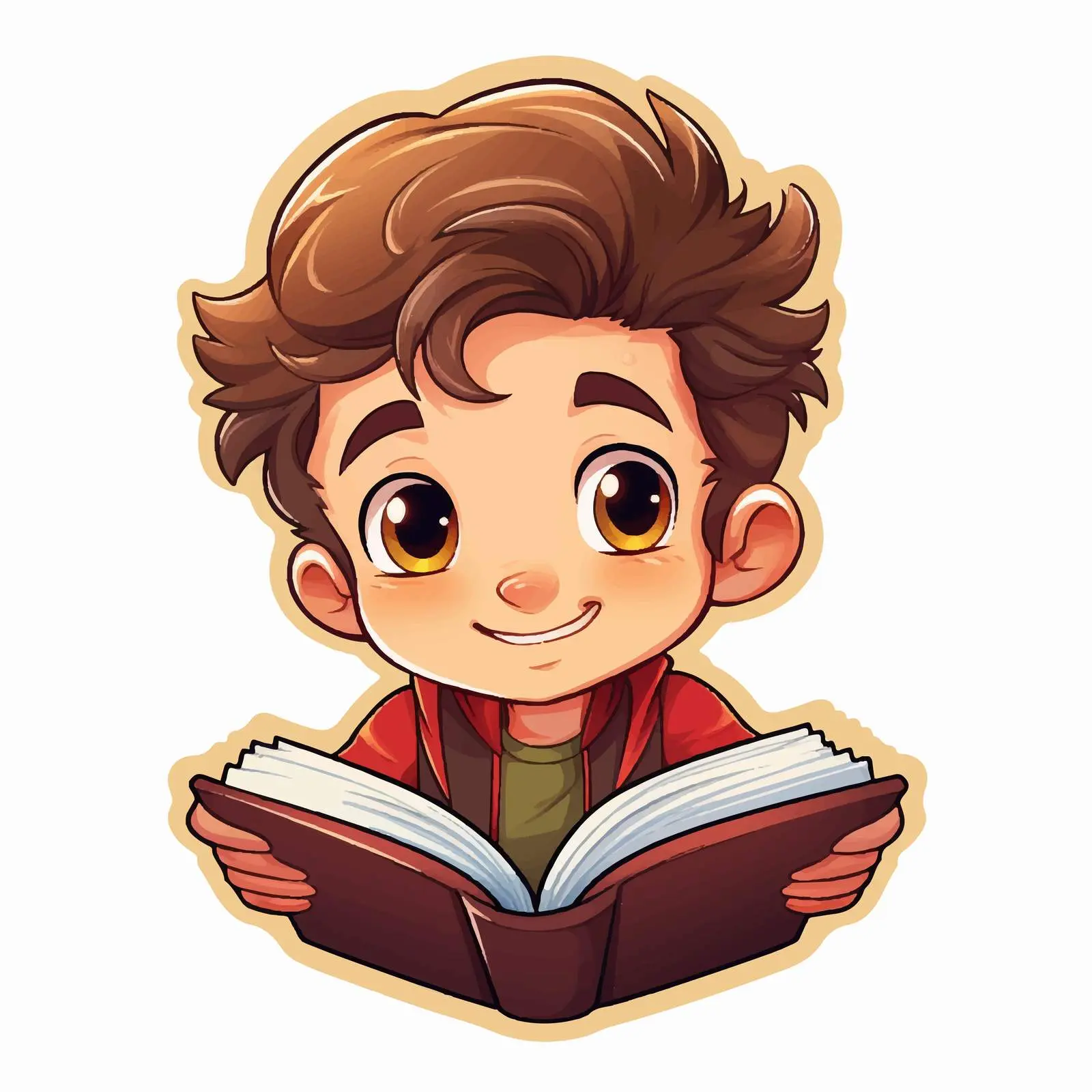 Cartoon Boy Reading Book Sticker Template — free download from Dotvec