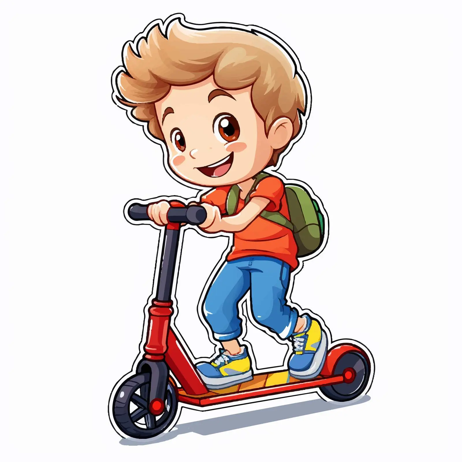 Cartoon Boy Riding Scooter Vector Graphic — free download from Dotvec