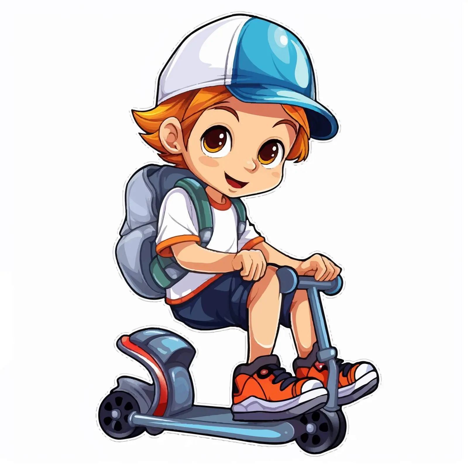 Cartoon Boy Riding Scooter Vector Illustration — free download from Dotvec