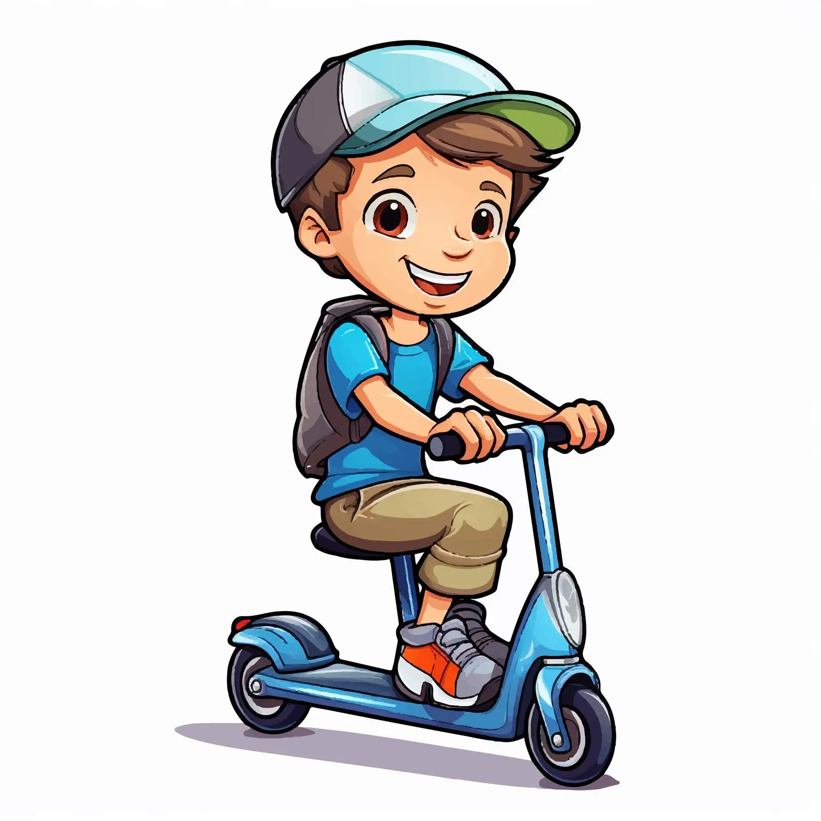 Boy Riding Scooter Cartoon Vector Template — free download from Dotvec