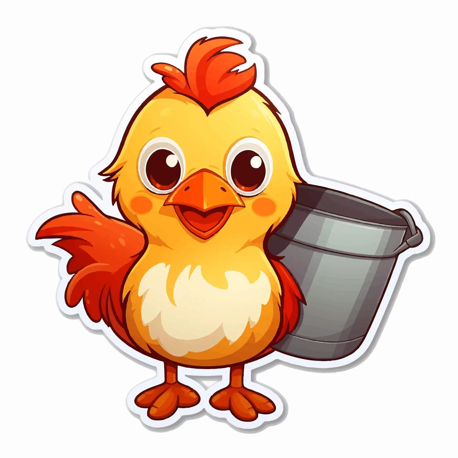 Cartoon Chicken with Watering Can Sticker Template — free download from Dotvec