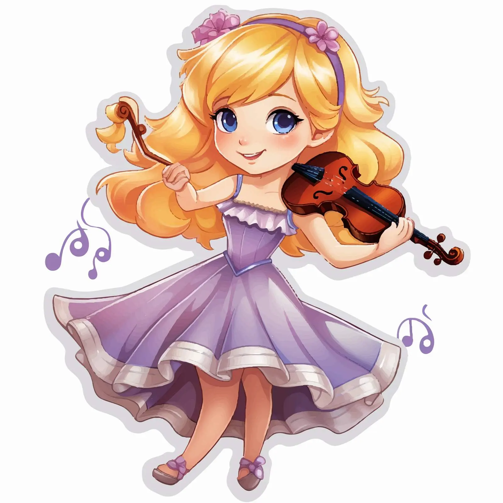 Fairy Cartoon Character Sticker Playing Violin — free download from Dotvec