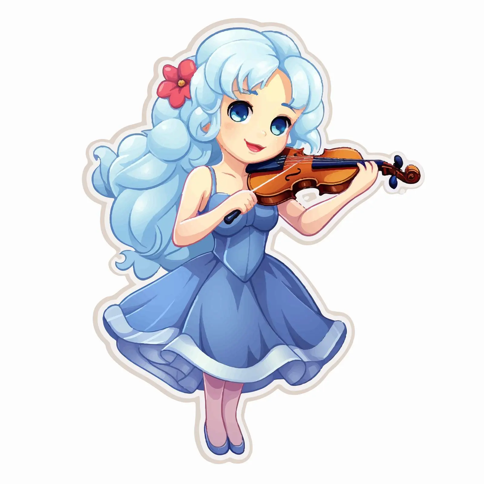 Fairy Cartoon Character Playing Violin Sticker Template — free download from Dotvec