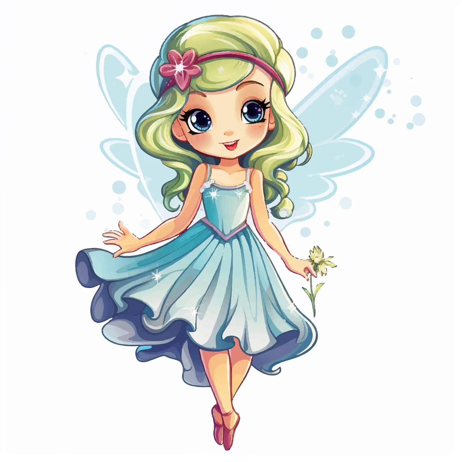 Fairy Girl Cartoon Character Sticker Template — free download from Dotvec