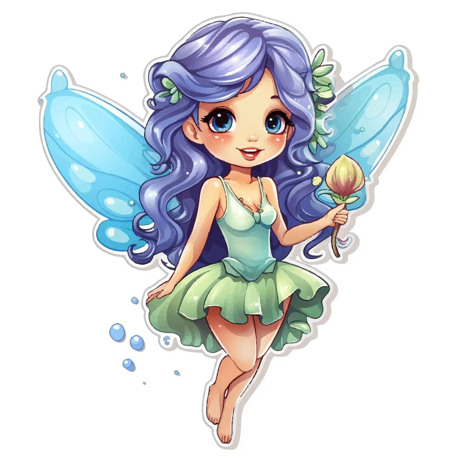Fairy Girl Cartoon Character Sticker Template — free download from Dotvec