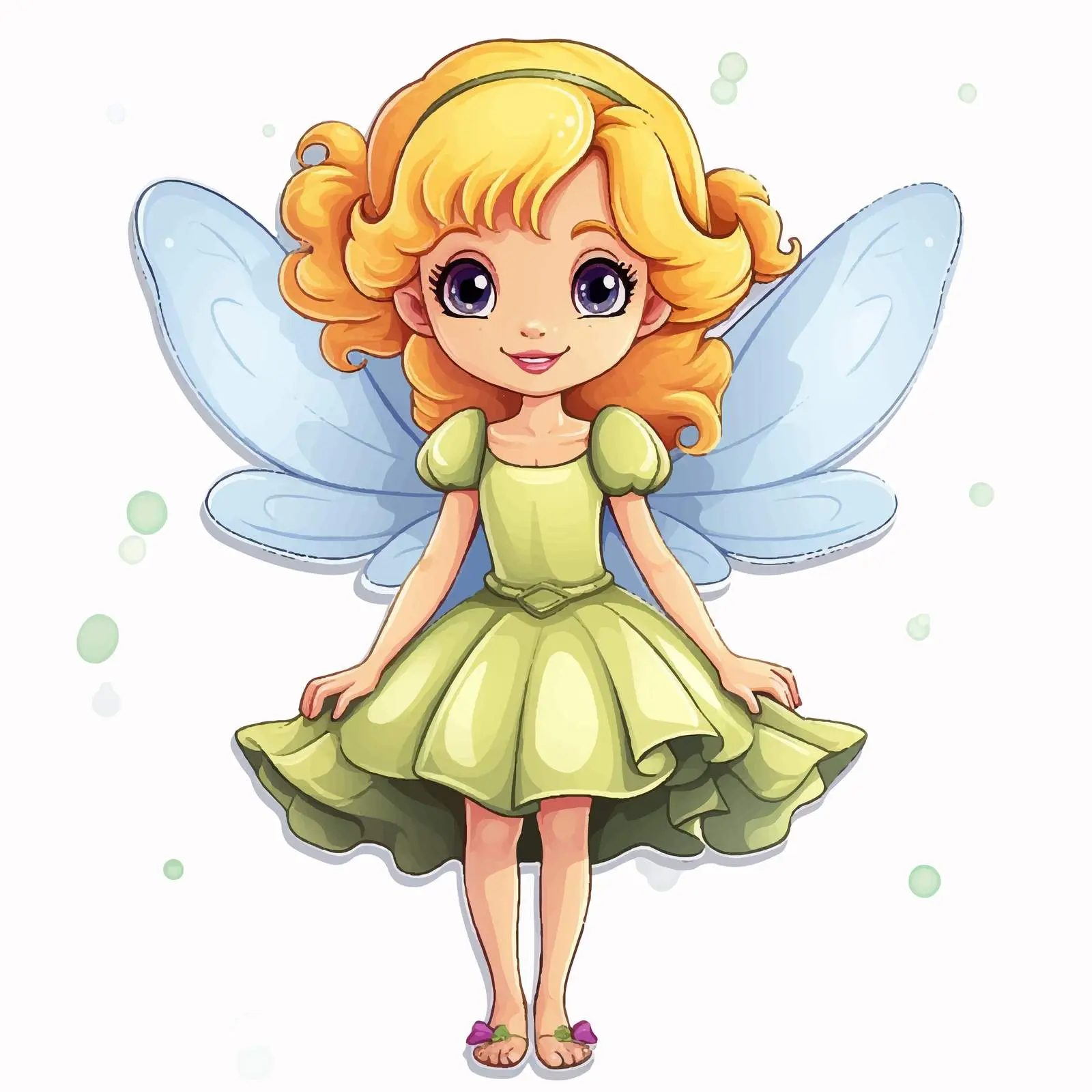 Fairy Girl Cartoon Character Sticker Template — free download from Dotvec