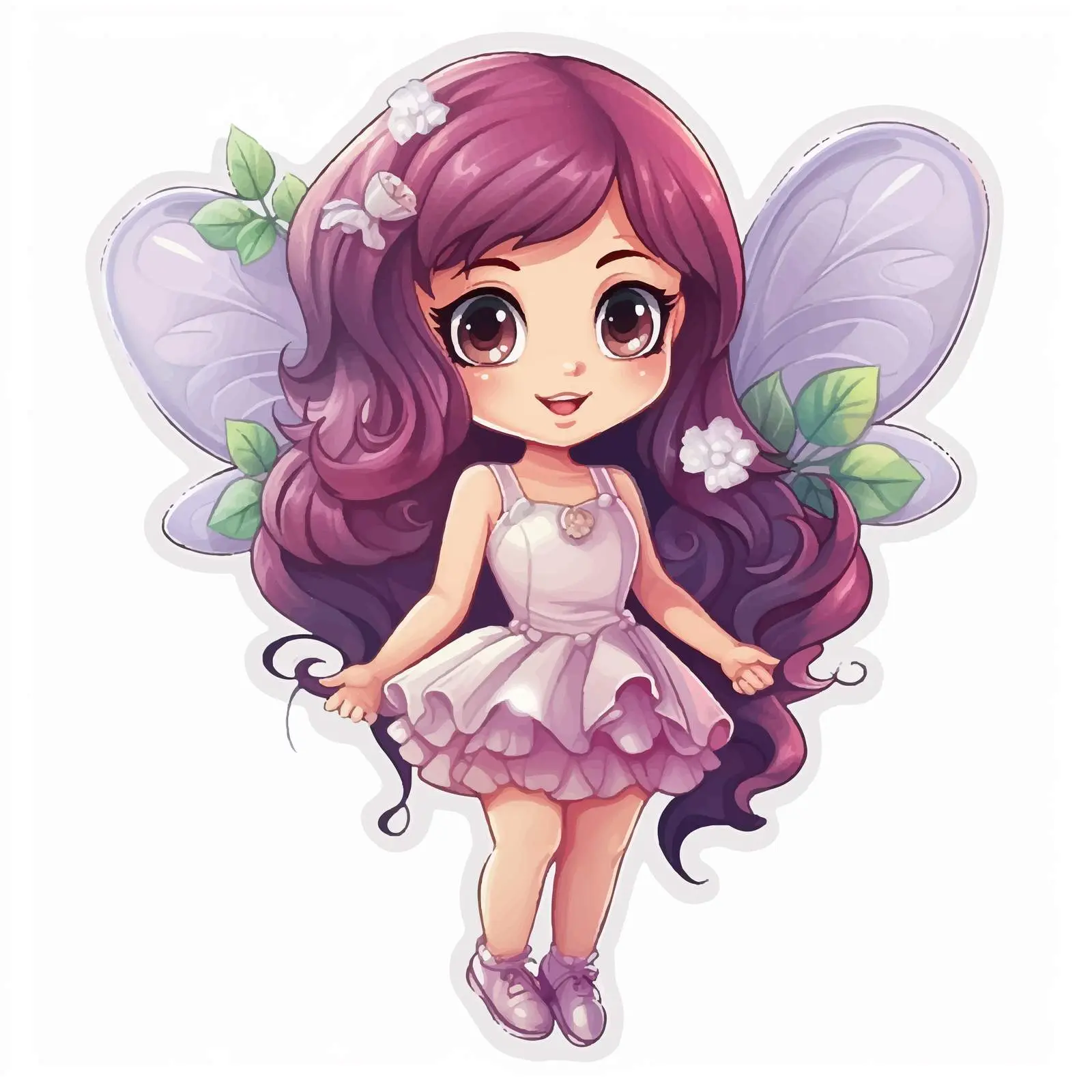 Fairy Girl Cartoon Character Sticker Template — free download from Dotvec