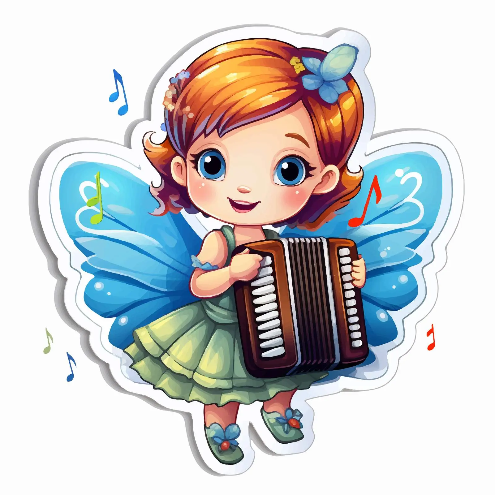 Fairy Playing Accordion Vector Illustration — free download from Dotvec