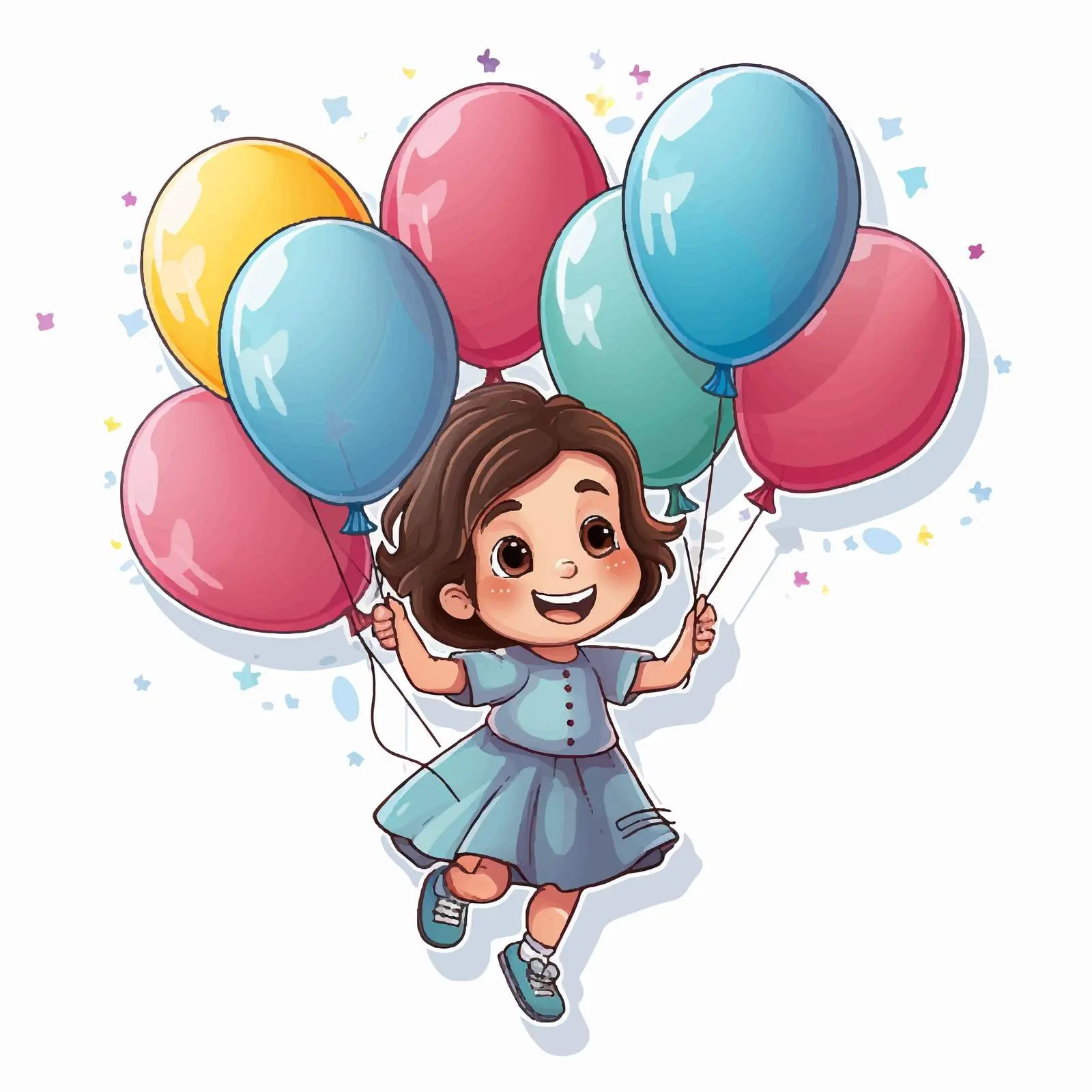 Girl Flying with Balloons Vector Template — free download from Dotvec