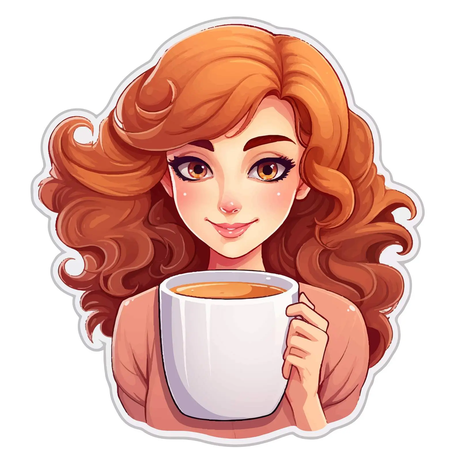 Girl with Tea Cup Sticker Template — free download from Dotvec