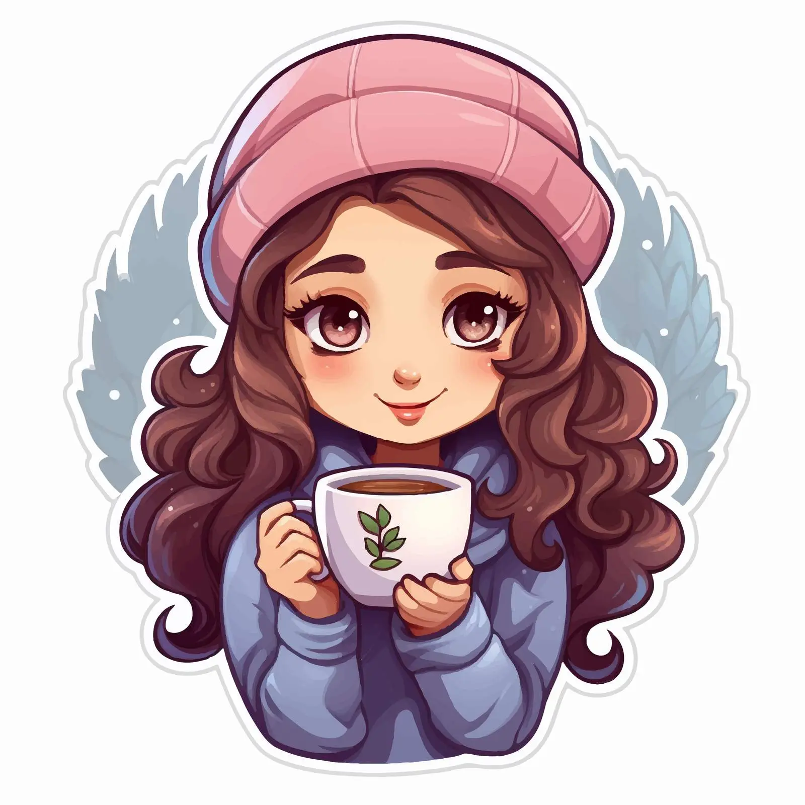 Girl Holding Tea Cup Sticker Template — free download from Dotvec