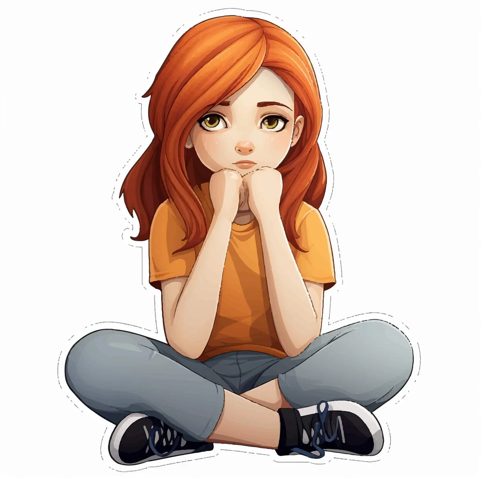 Girl Sitting Pose Vector Illustration — free download from Dotvec