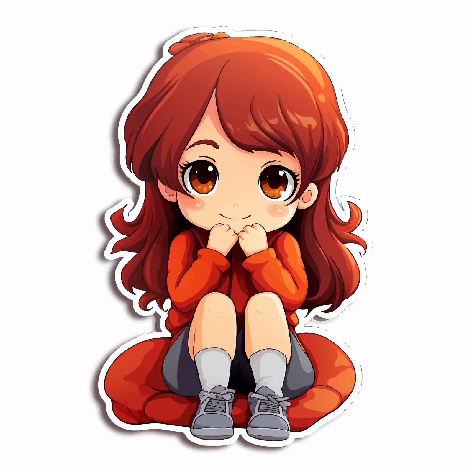 Girl Sitting Pose Sticker Vector Illustration — free download from Dotvec