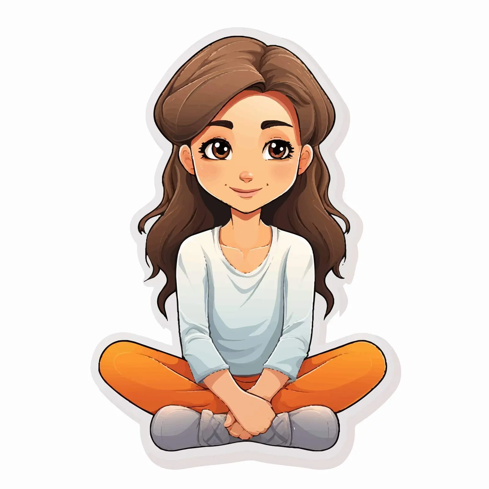 Girl Sitting Pose Sticker Illustration — free download from Dotvec