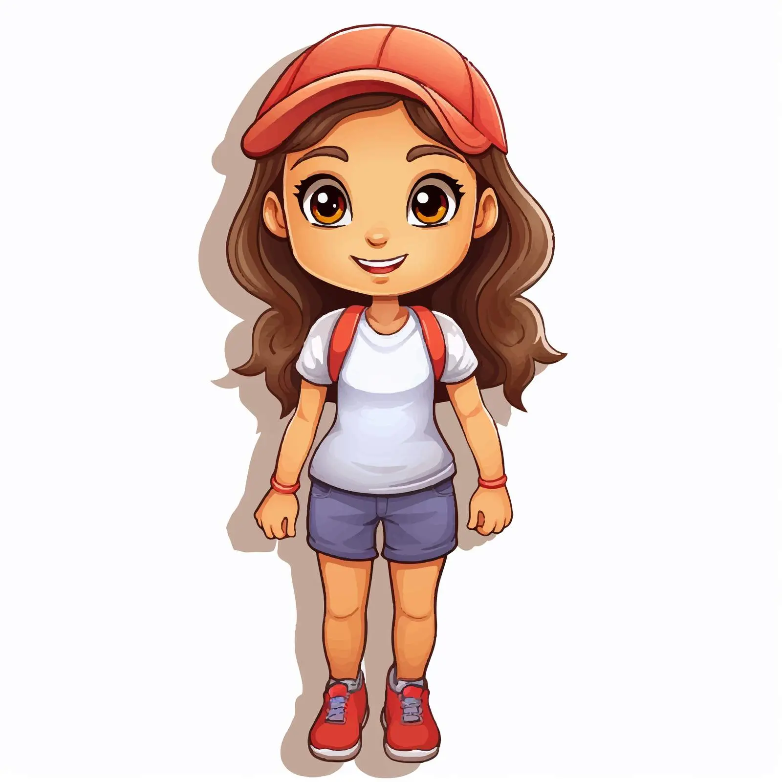 Cartoon Girl Vector Standing Pose Sticker Template — free download from Dotvec