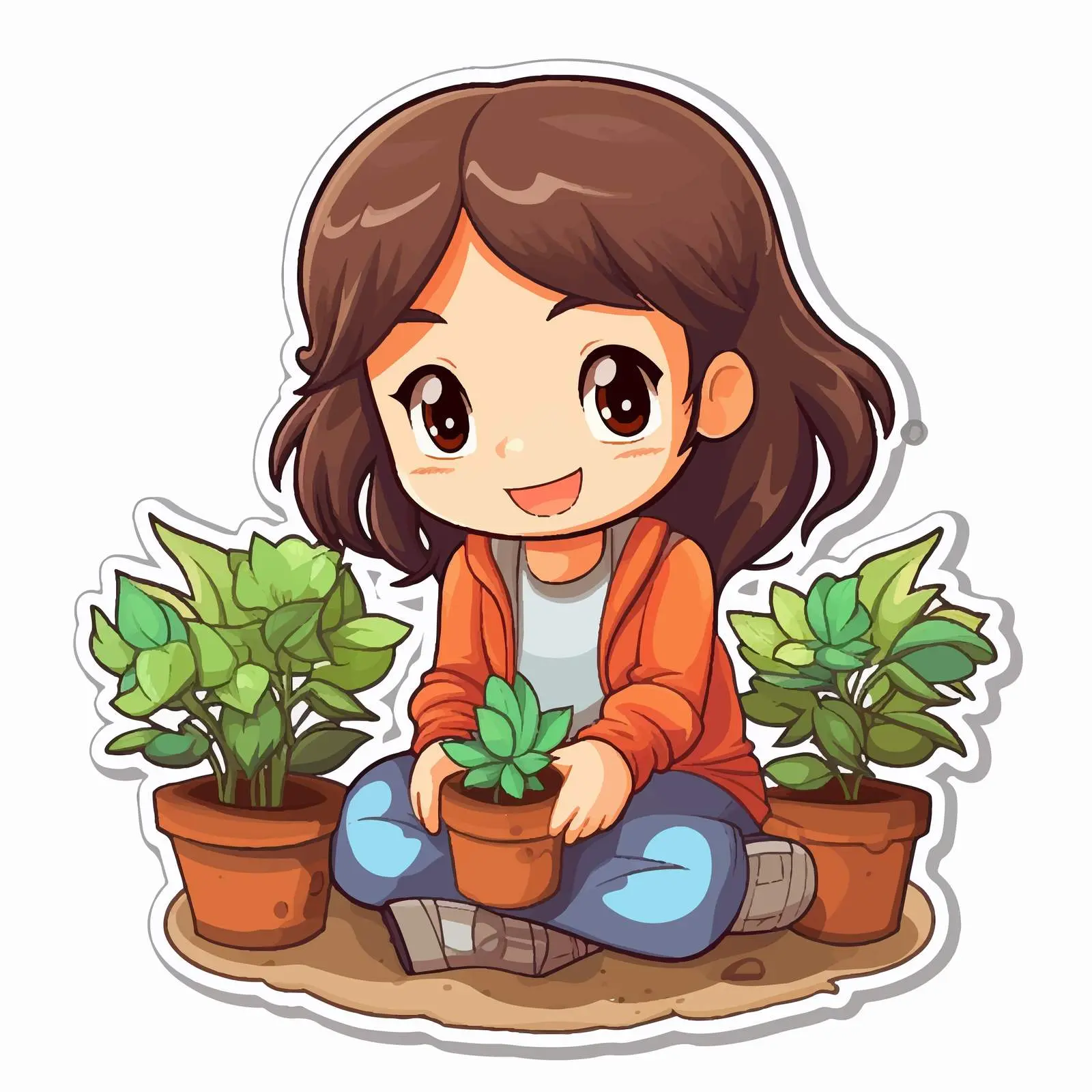 Girl Planting Cartoon Character Vector Illustration — free download from Dotvec
