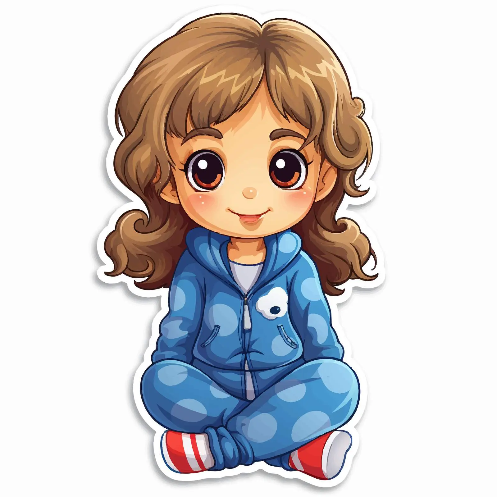 Cartoon Girl in Pajamas Sticker Template — free download from Dotvec