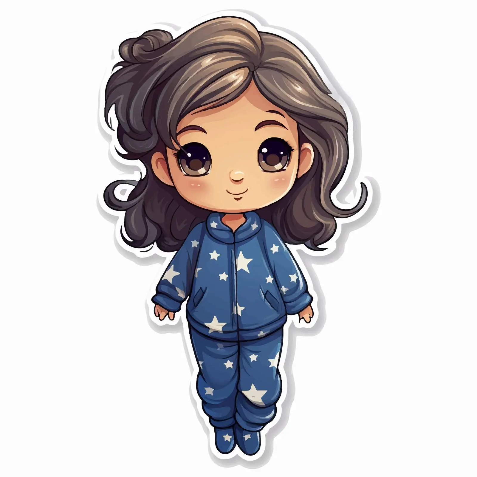 Cute Pajama Girl Cartoon Character Sticker Template — free download from Dotvec