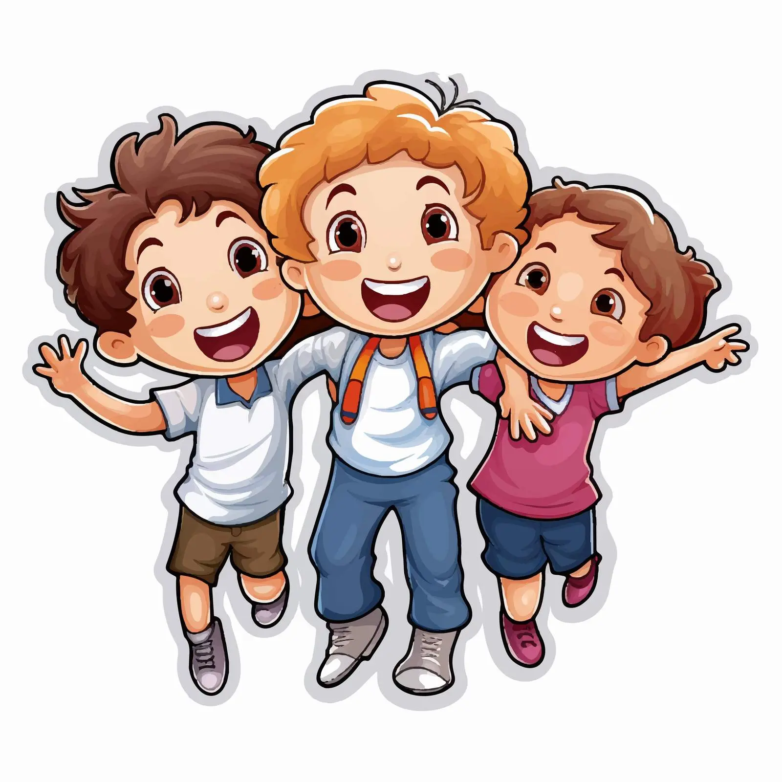 Happy Kids Cartoon Character Sticker Template — free download from Dotvec