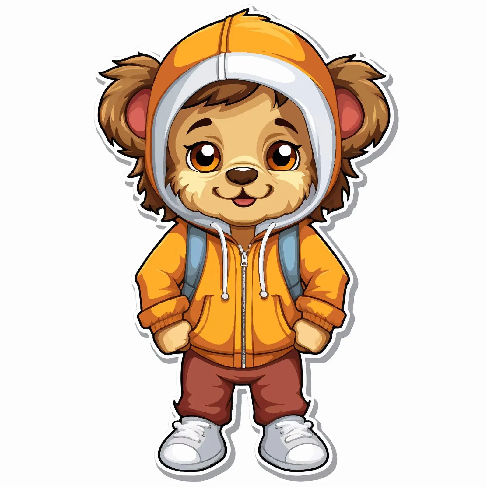 Kid in Lion Mascot Costume Sticker Template — free download from Dotvec