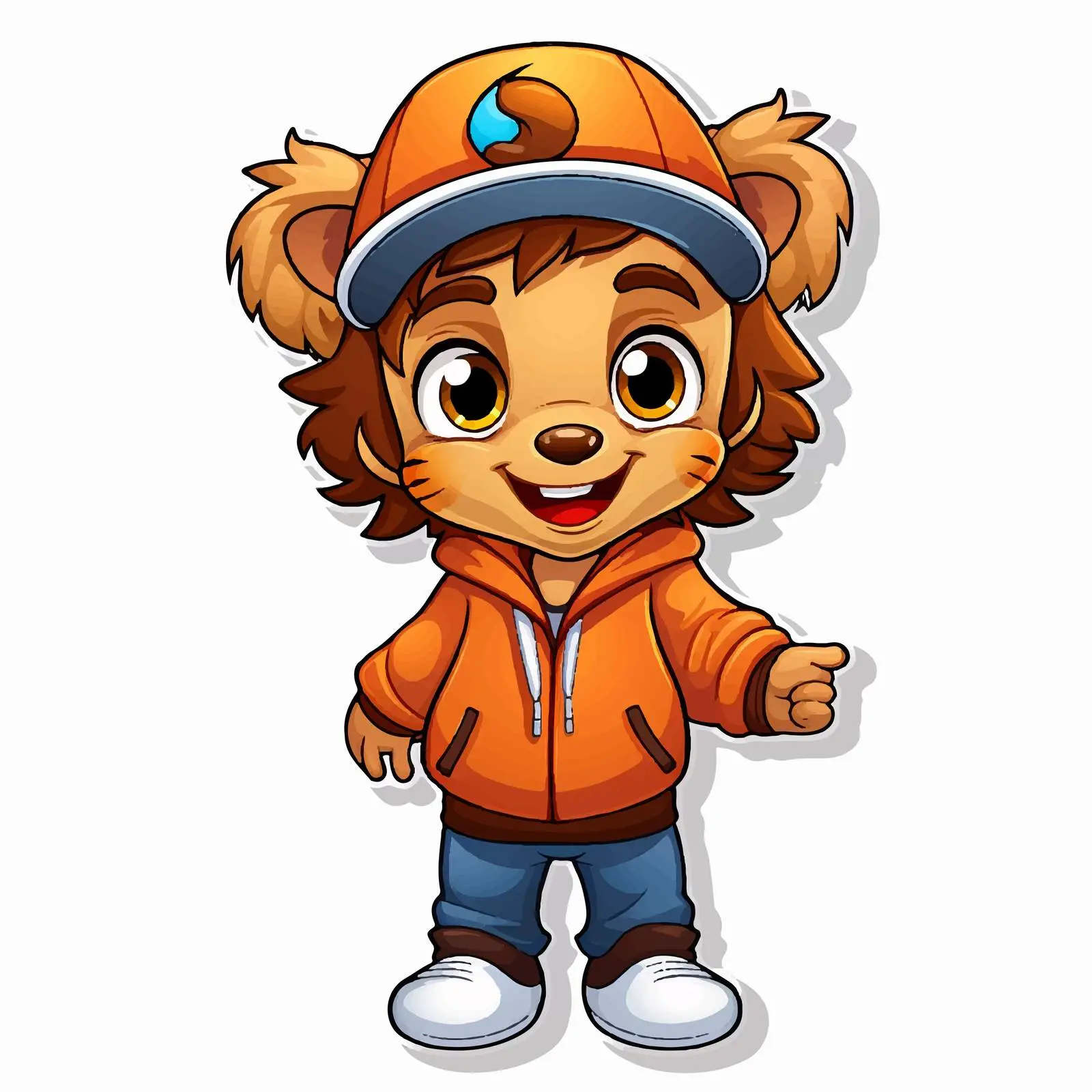 Kid in Lion Mascot Costume Sticker Template — free download from Dotvec