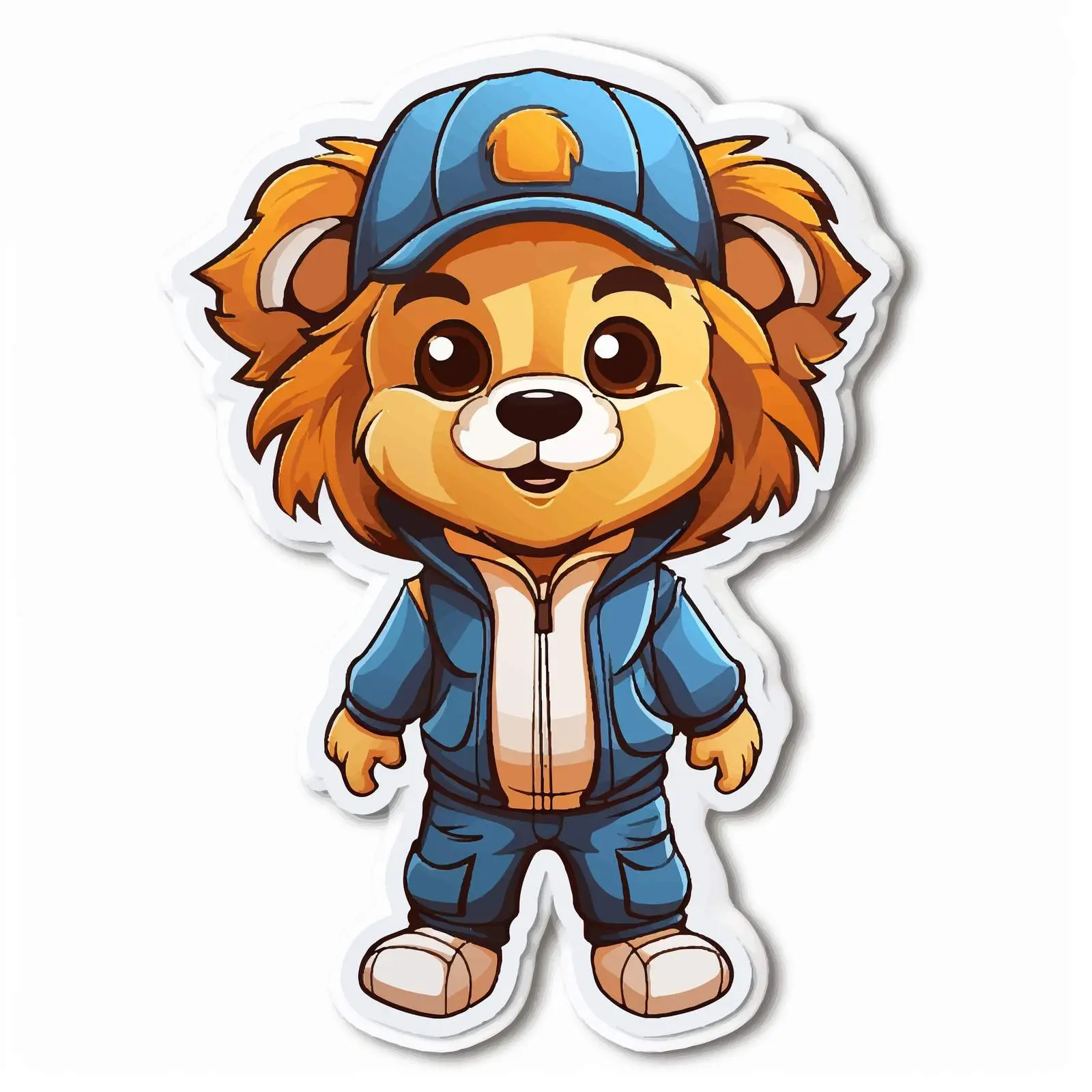 Kid in Lion Mascot Costume Vector Sticker — free download from Dotvec