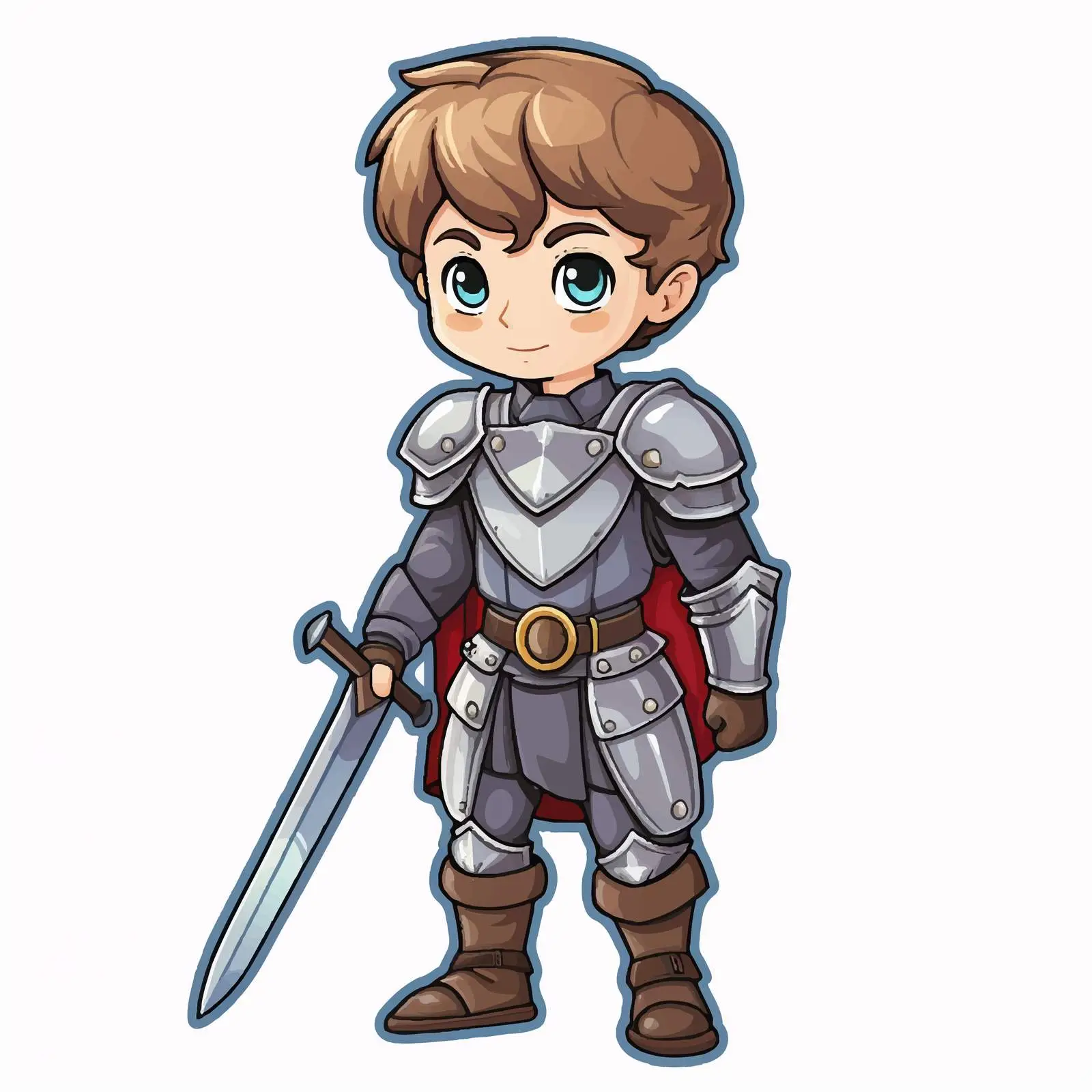 Knight Boy Cartoon Character Sticker Template — free download from Dotvec