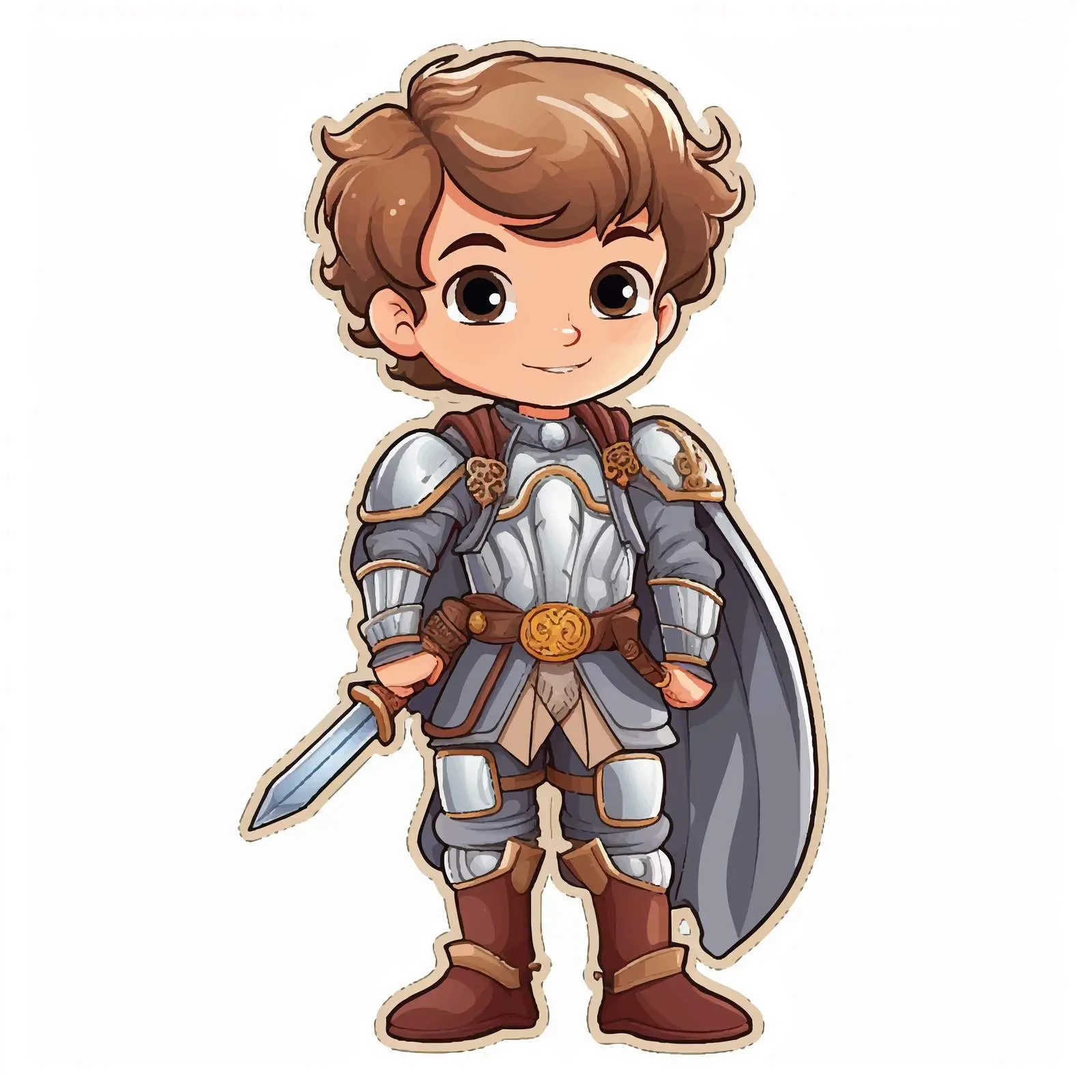 Knight Boy Cartoon Character Sticker Template — free download from Dotvec
