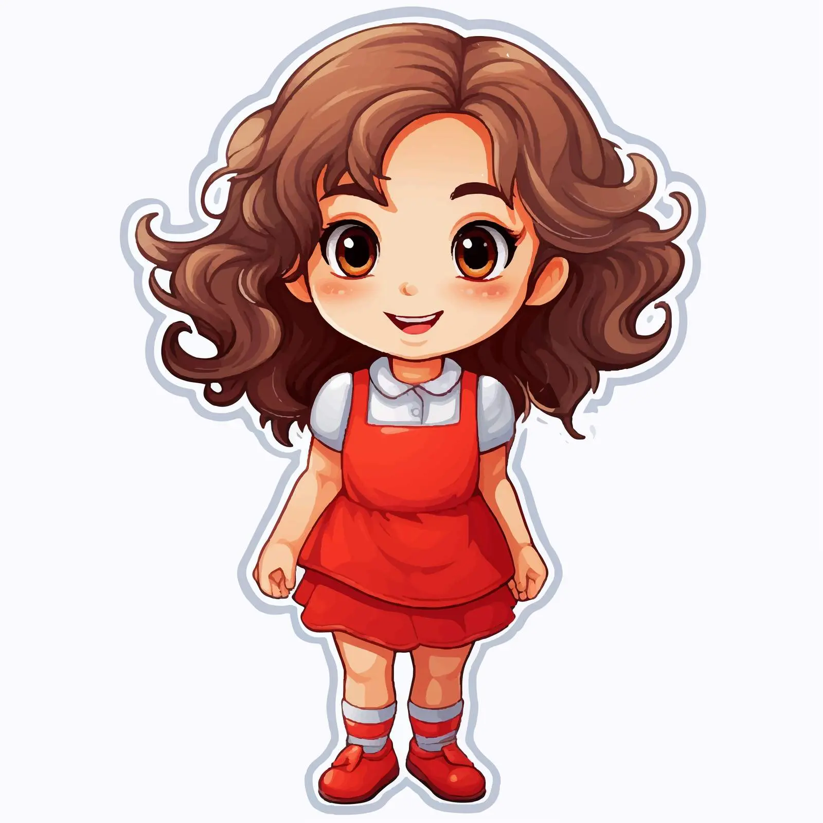 Cute Cartoon Girl Sticker Template — free download from Dotvec