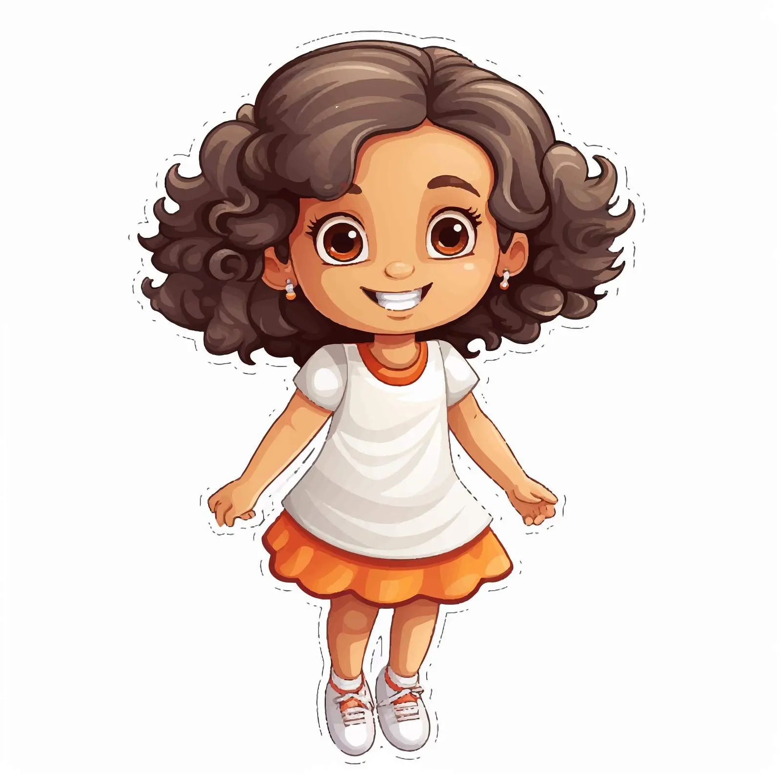Cute Cartoon Girl Sticker Template for Kids — free download from Dotvec