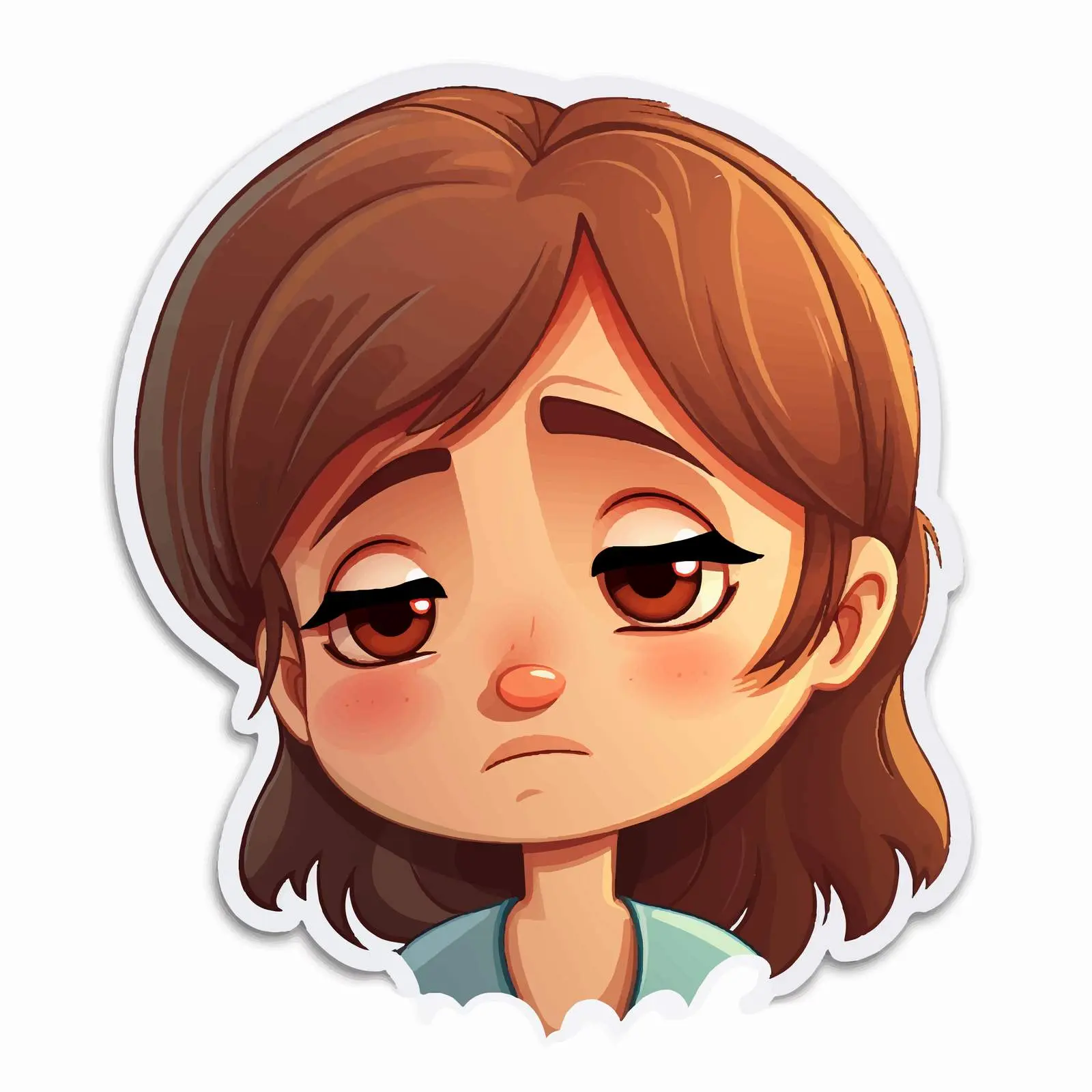 Crying Little Girl Cartoon Vector Sticker Template — free download from Dotvec