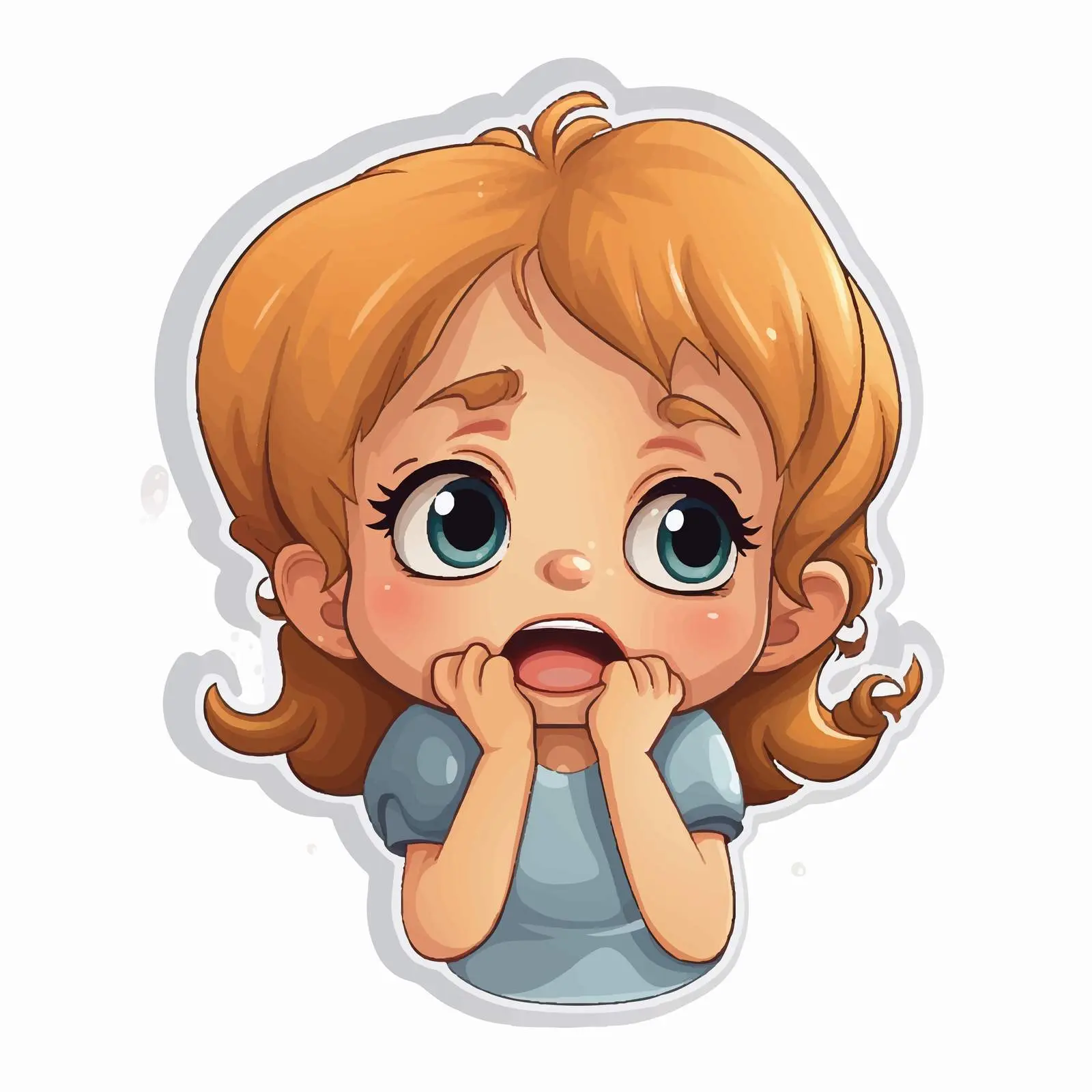 Crying Cartoon Girl Sticker Template – free crying image from Dotvec
