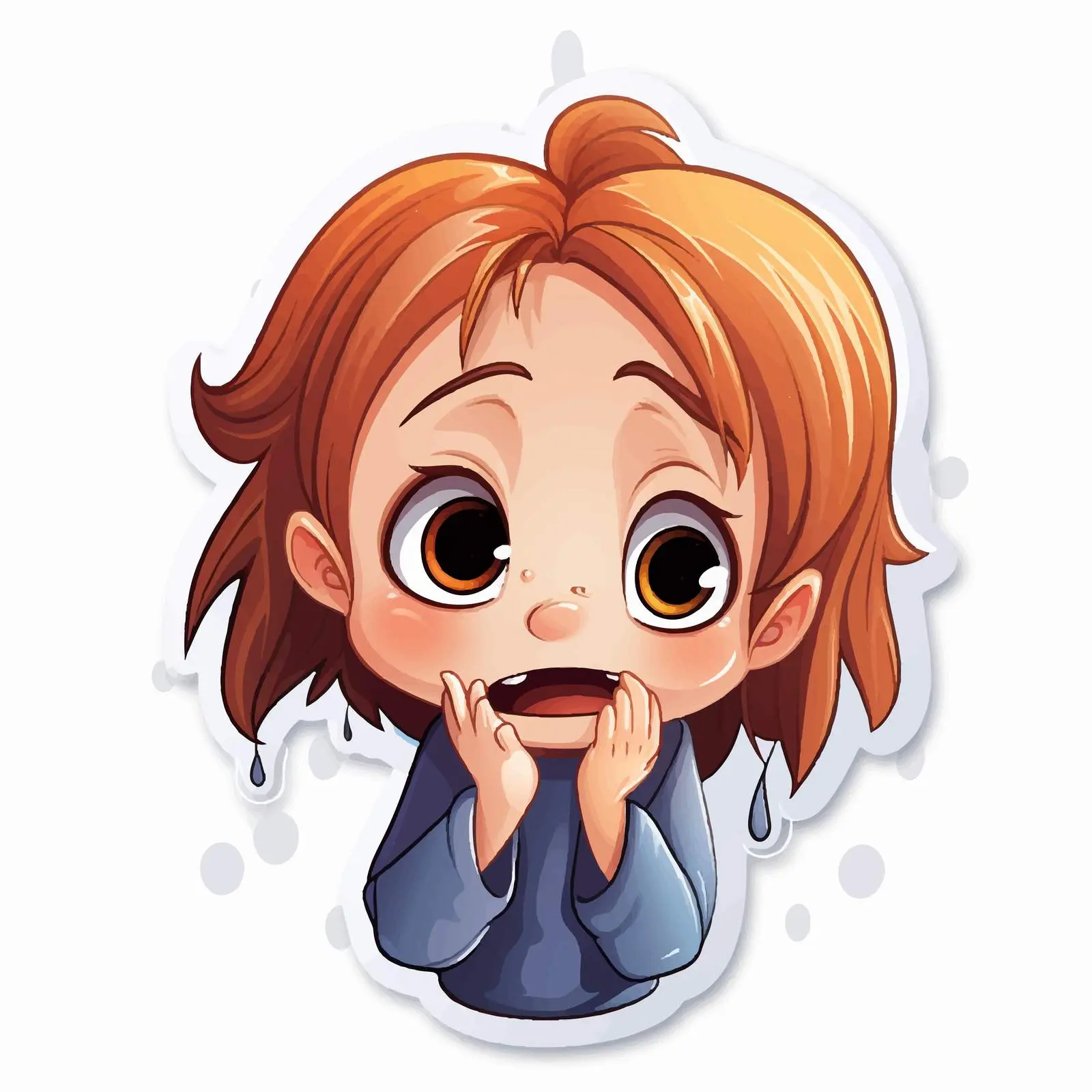 Crying Cartoon Girl Vector Sticker Template — free download from Dotvec