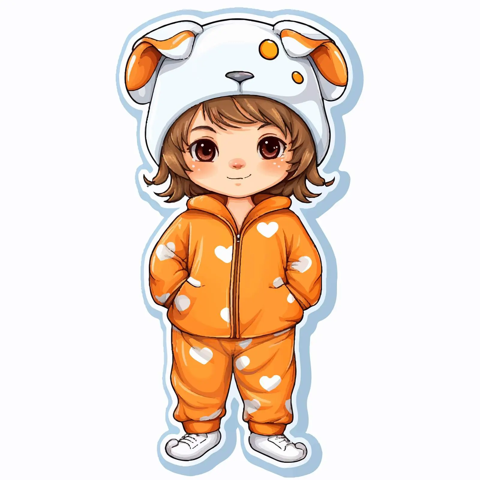 Cute Girl in Pajamas Costume Sticker Vector — free download from Dotvec