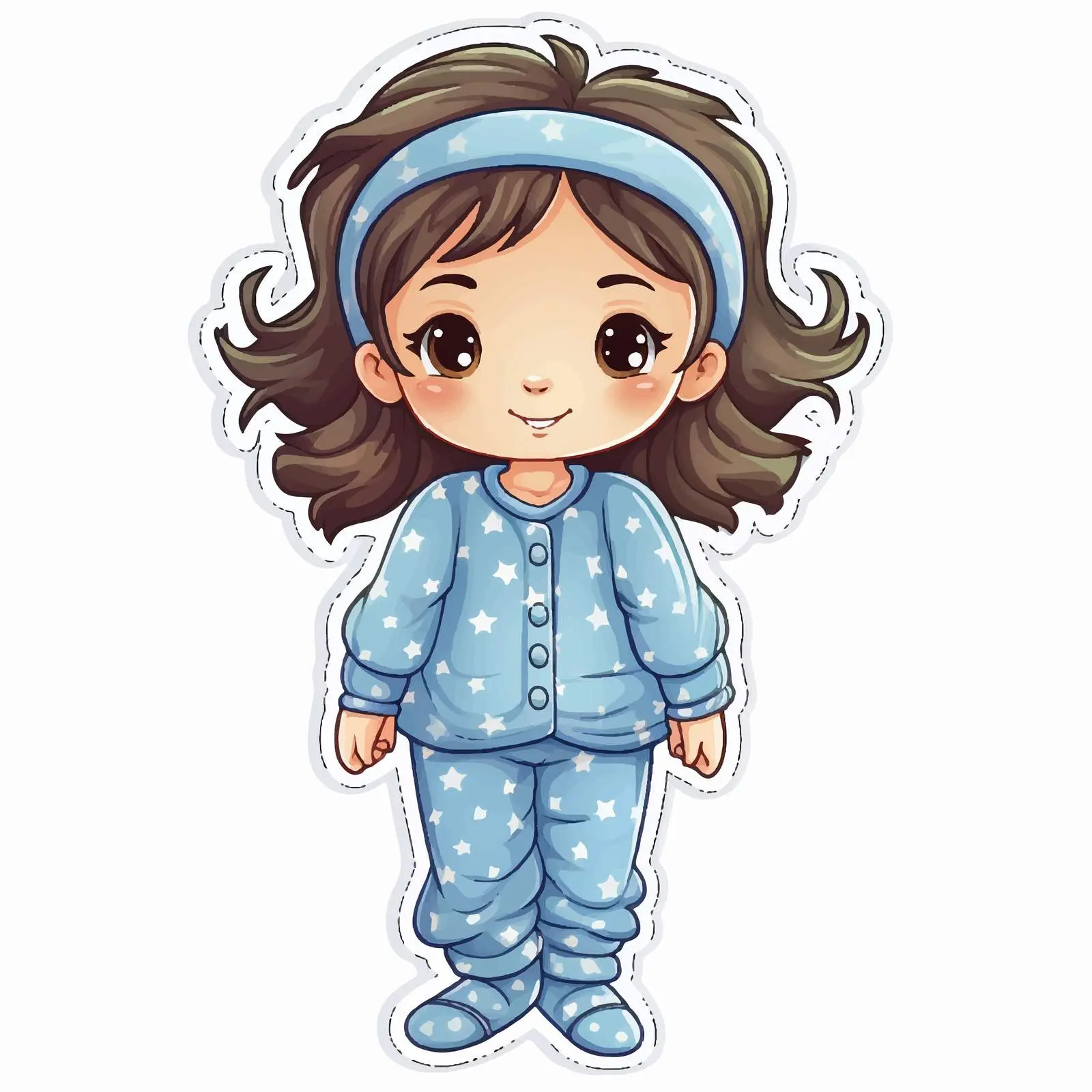 Little Girl in Pajamas Costume Vector Sticker — free download from Dotvec