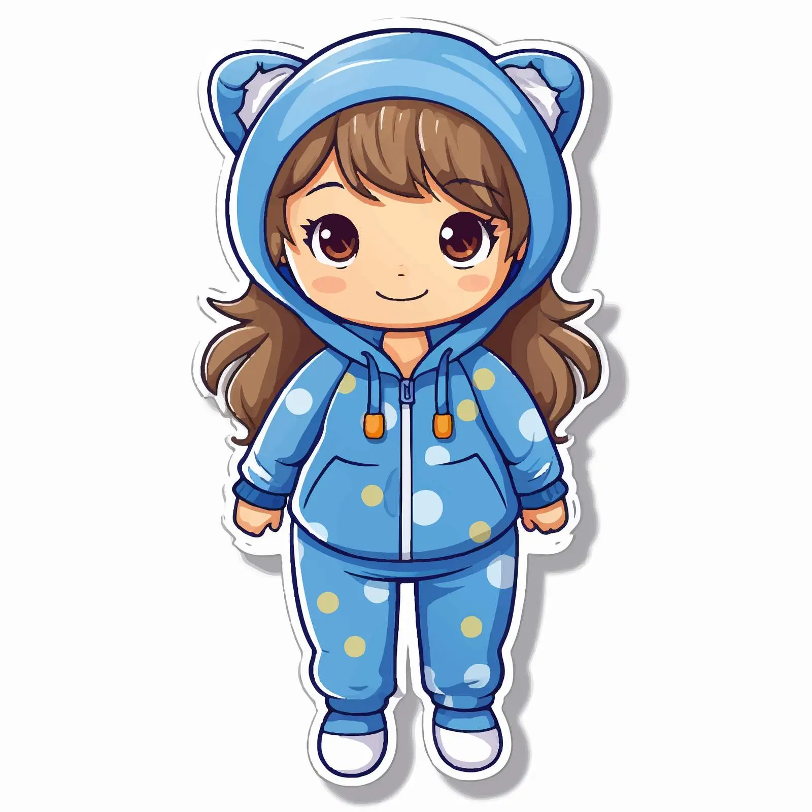Little Girl in Pajamas Costume Vector Sticker — free download from Dotvec