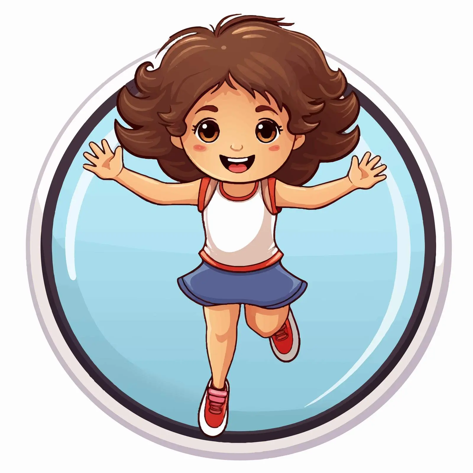Little Girl Jumping on Trampoline Sticker Template – free bounce image from Dotvec
